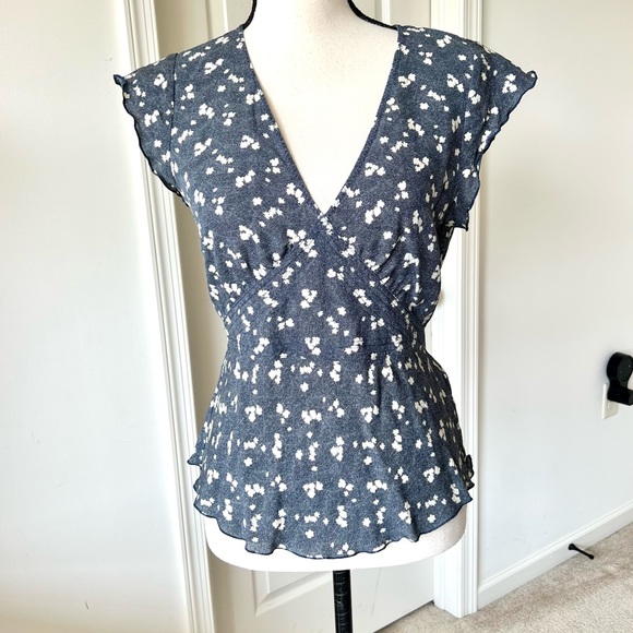 J. Crew Tops - J. CREW Silk Floral Faux Wrap Back Tie Blouse—SZ. Small